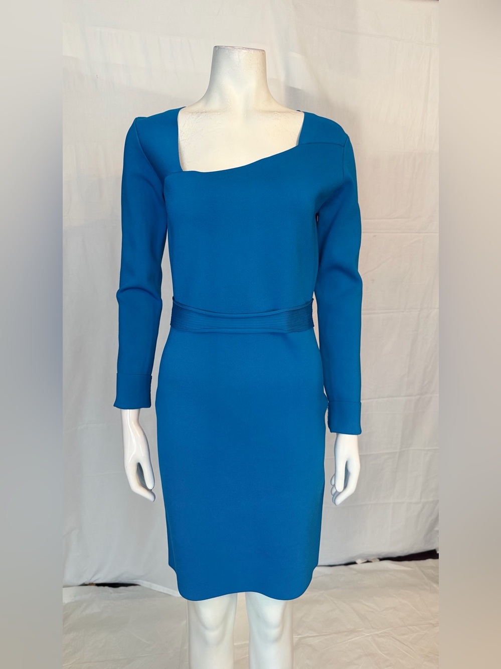 Roland Mouret Teal-Blue Long Sleeve Sheath Dress